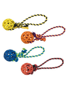 Bola rejilla goma con cuerda 7cm