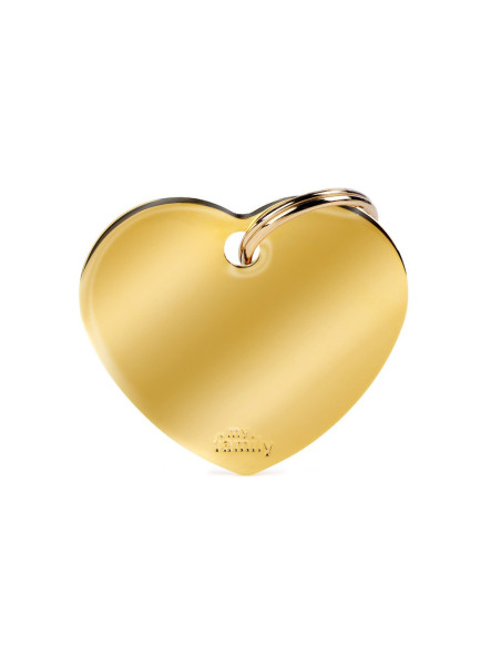 Placa MyFamily Basic corazón latón cromado grande