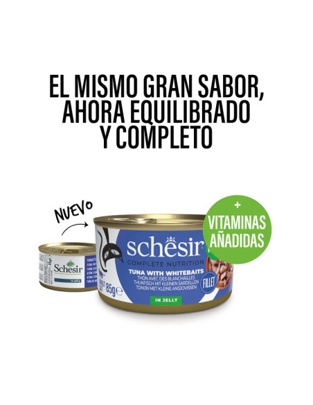 SCHESIR Gato Atún con anchovetas pequeñas en gelatina 85gr