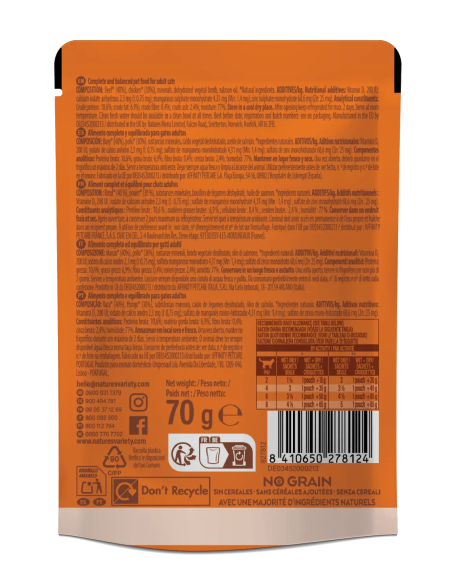 Nature's Variety Gato húmedo Paté Pollo Buey NG 70grs