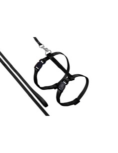 Arnes de gato Negro+Ramal